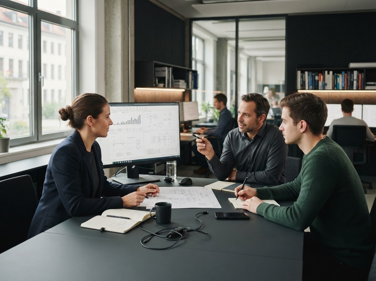 Bravek Galdor Team bei der Arbeit an Analysemodellen